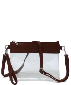 Fashion See Thru Transparent Clutch Crossbody Bag AD200T BROWN